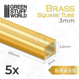 GSW: Štvorcové mosadzné rúrky 3 mm (5 ks)