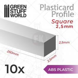 GSW: ABS plast - profil, štvorcová tyč - 2,5 mm