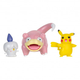 Pokémon Battle figúrka Set 3-Pack Pikachu (Female), Litwick, Slowpoke 5 cm