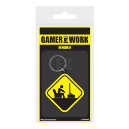 Gamer At Work Rubber klúčenka Caution Sign 6 cm