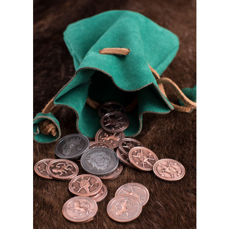Semišový kožený mešec na mince, zelený