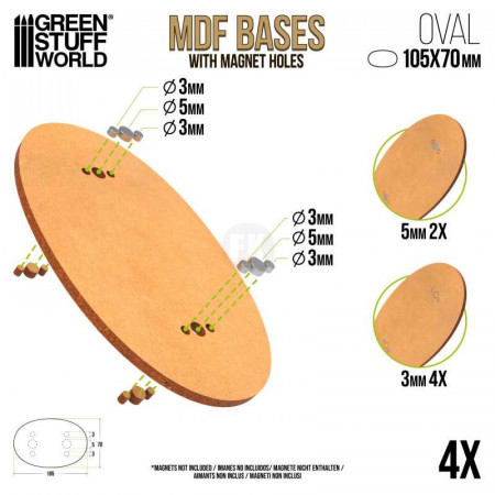 Drevotrieskové podstavce MDF, ovál - 105 x 70 mm (4 ks)