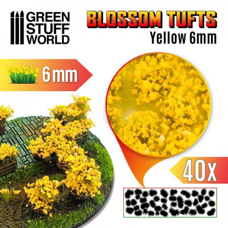 Trsy - Blossom TUFTS - 6mm self-adhesive - YELLOW Flowers (Trsy žltých kvetov)