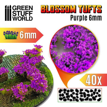 Trsy - Blossom TUFTS - 6mm self-adhesive - PURPLE Flowers (Trsy fialových kvetov) 