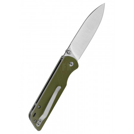QSP Knife Parrot, Satin D2 Blade, Green G10 Handle QS102-B