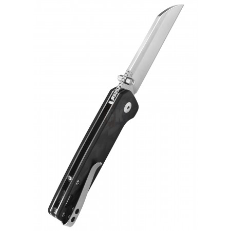 QSP Knife Penguin, Satin D2 Blade, Shredded CF Overlay G10 Handle QS130-T