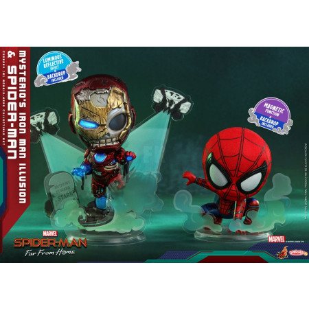 Spider-Man: Far From Home Cosbaby (S) Mini figúrkas Mysterio's Iron Man Illusion & Spider-Man 10 cm