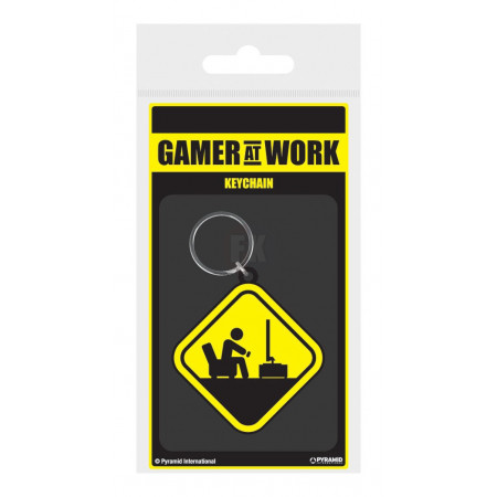 Gamer At Work Rubber klúčenka Caution Sign 6 cm