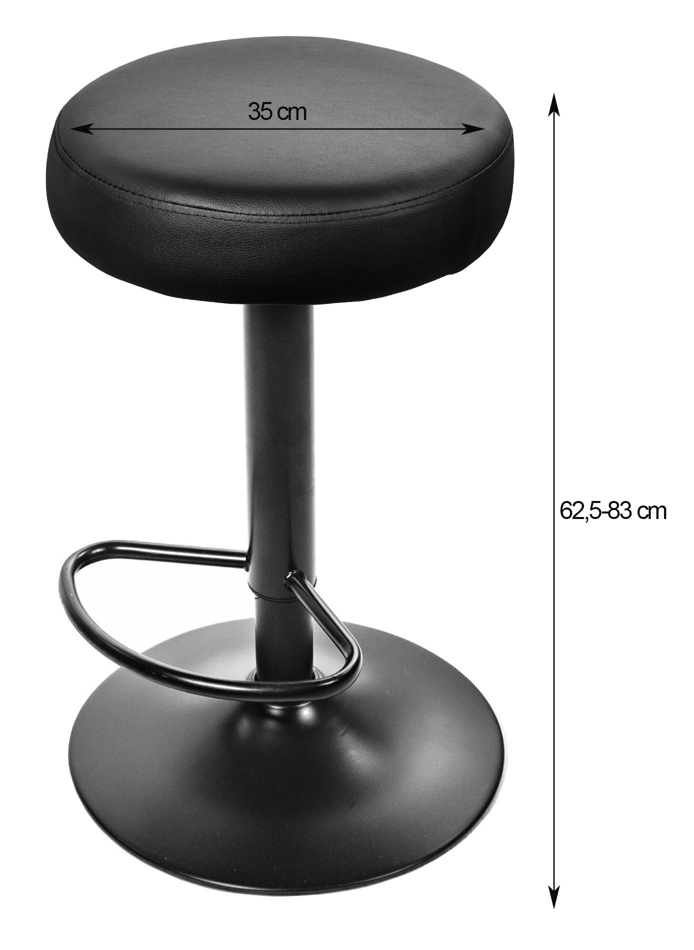 Set dvou barových židlí ROJST - ekokůže, černé (černá noha) 2ks