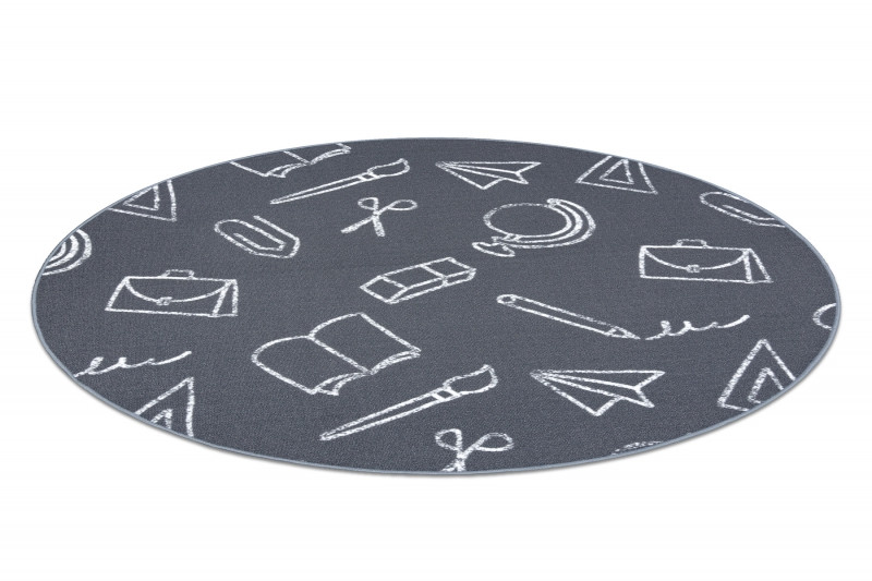 Detský koberec SCHOOL kruh sivý