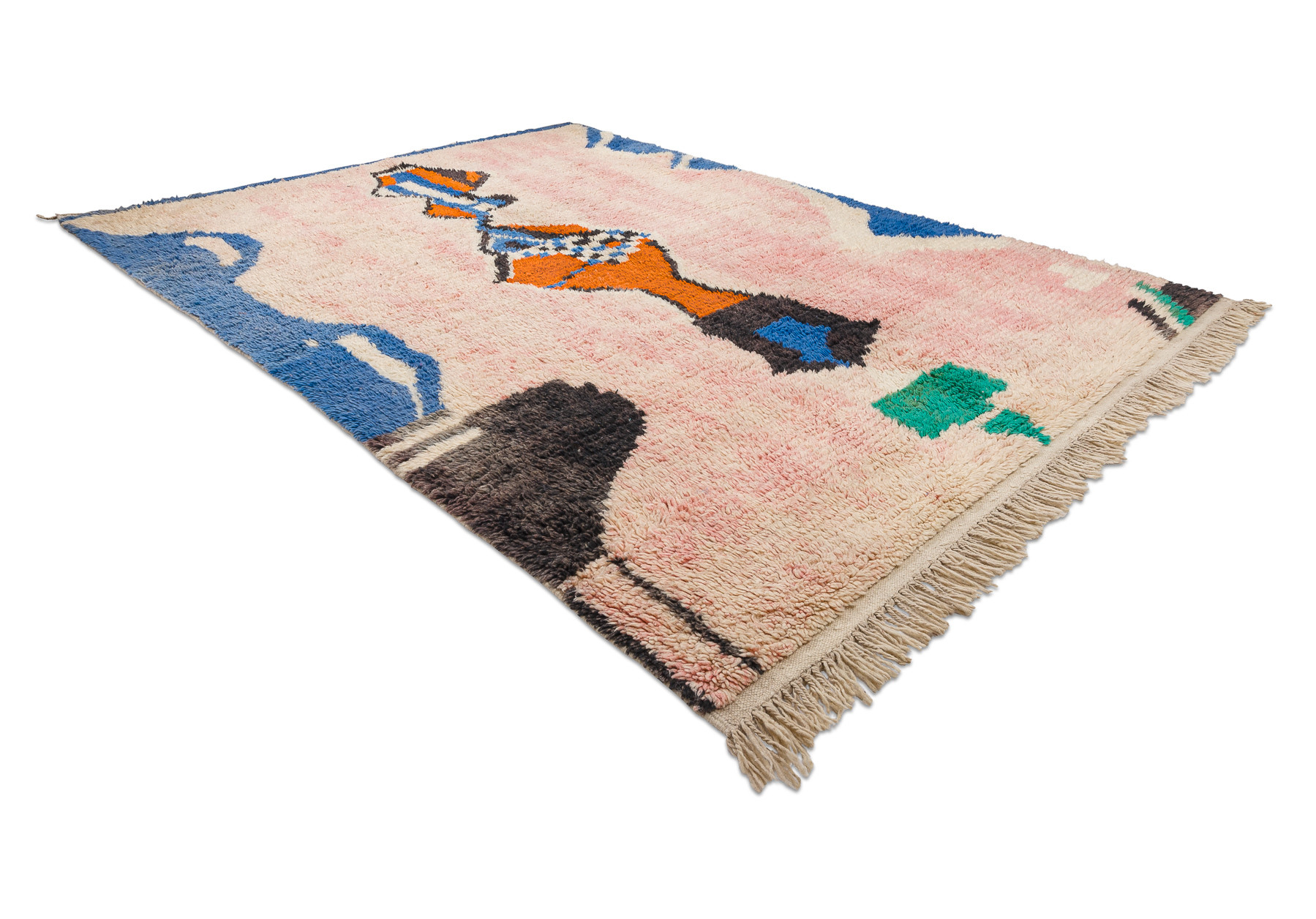 Ručne tkaný vlnený koberec BERBER BJ1018 Boujaad berber abstraktný, ružový / modrý