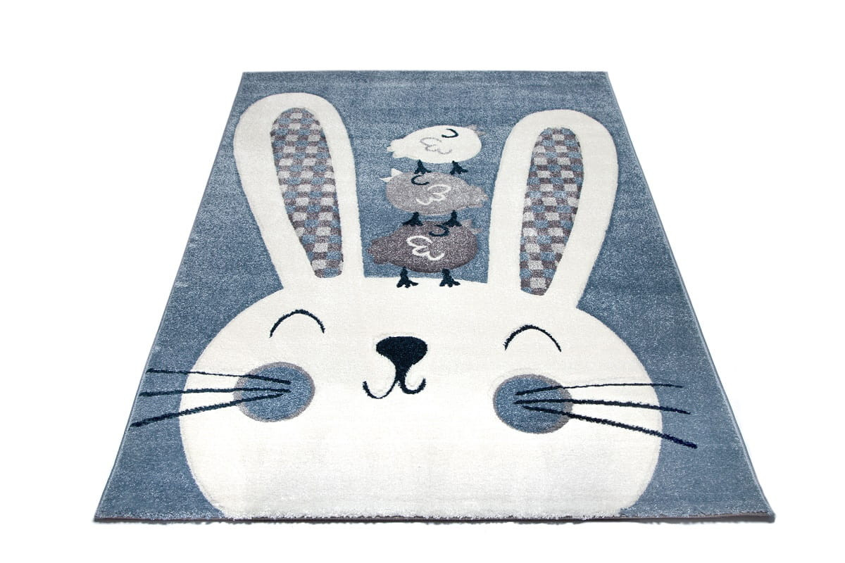 Detský koberec 3D králiček, modrý