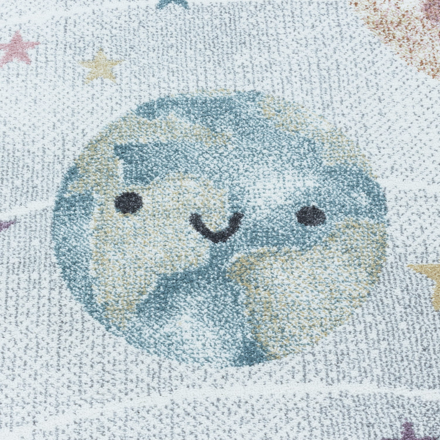 Detský koberec Funny planéty, krémový kruh 