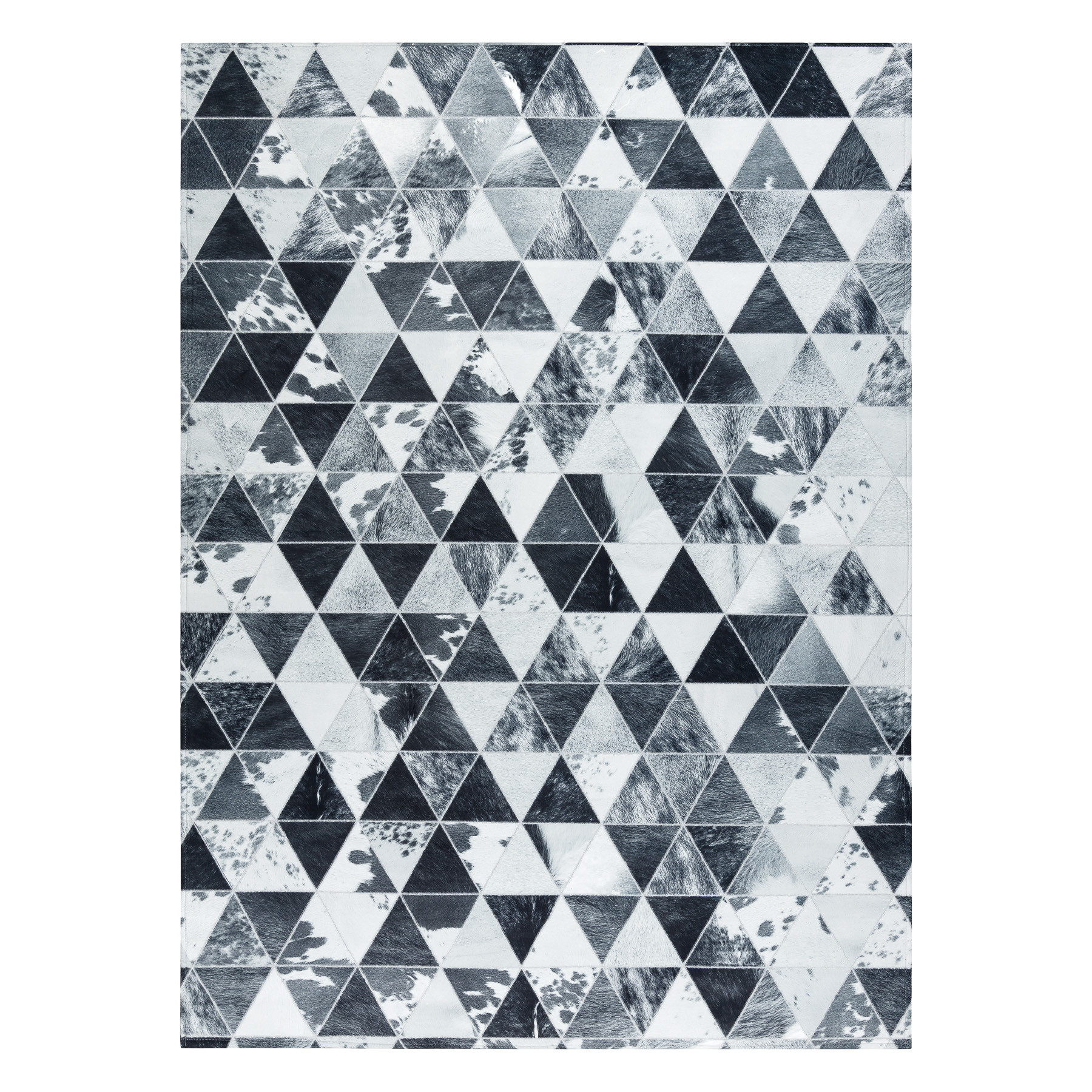 Koberec PATCHWORK 21722 šedý - imitace kůže kráva, trojúhelníky