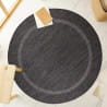 Šnúrkový koberec Relax ramka čierny, kruh