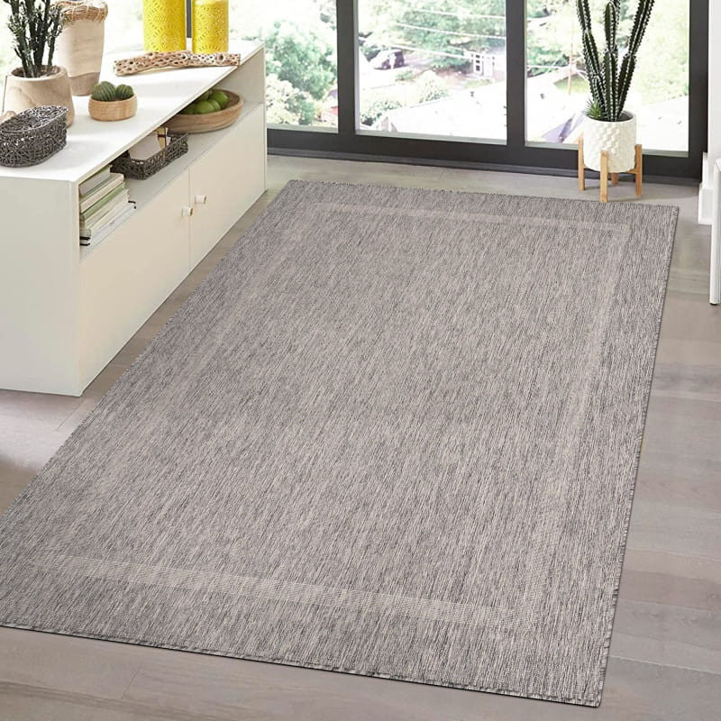 Šnúrkový koberec Relax ramka sivý