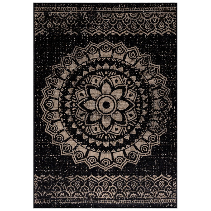  Šnúrkový koberec Sunny rozeta čierny