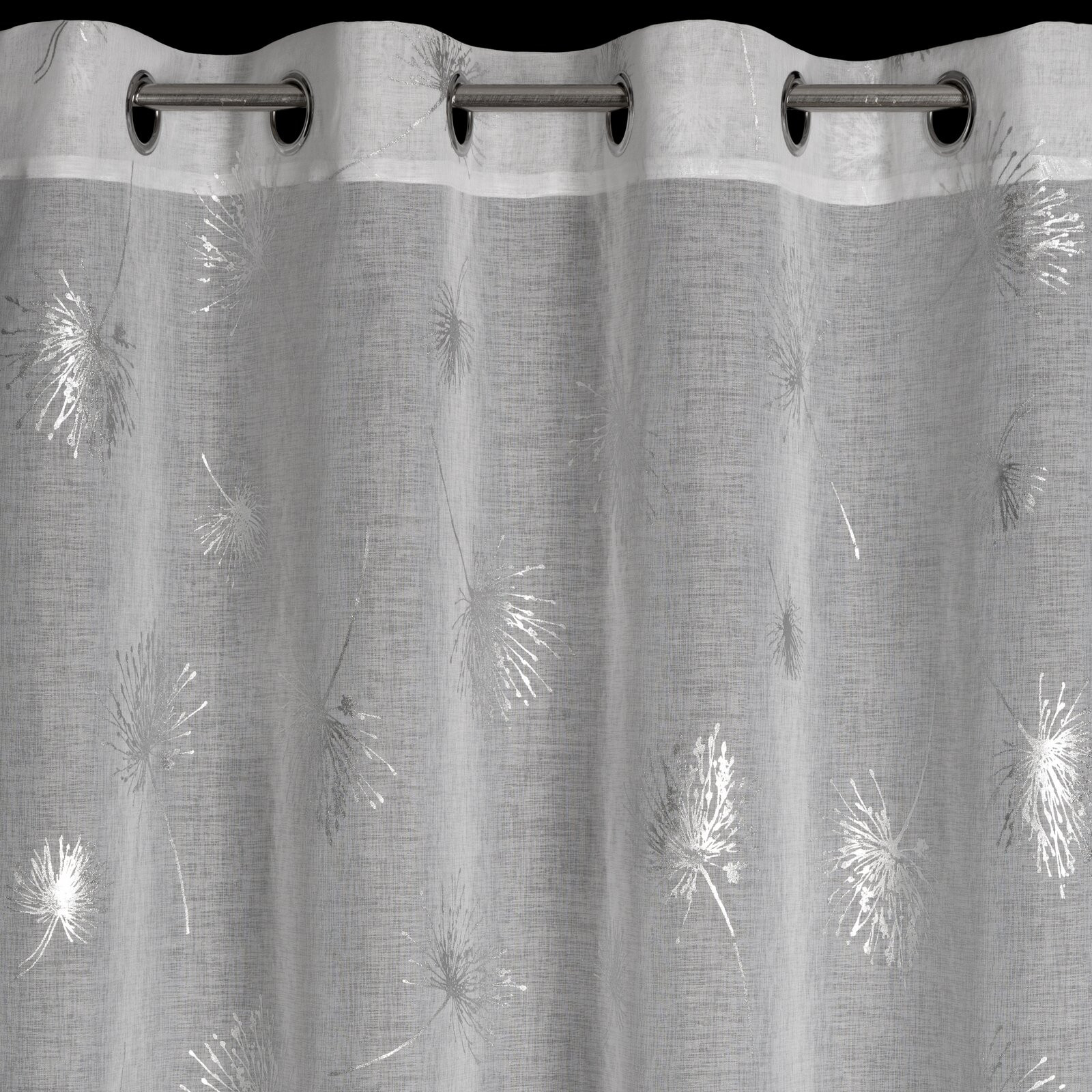 Hotová záclona APRIL bílá / stříbrná - na průchodkách