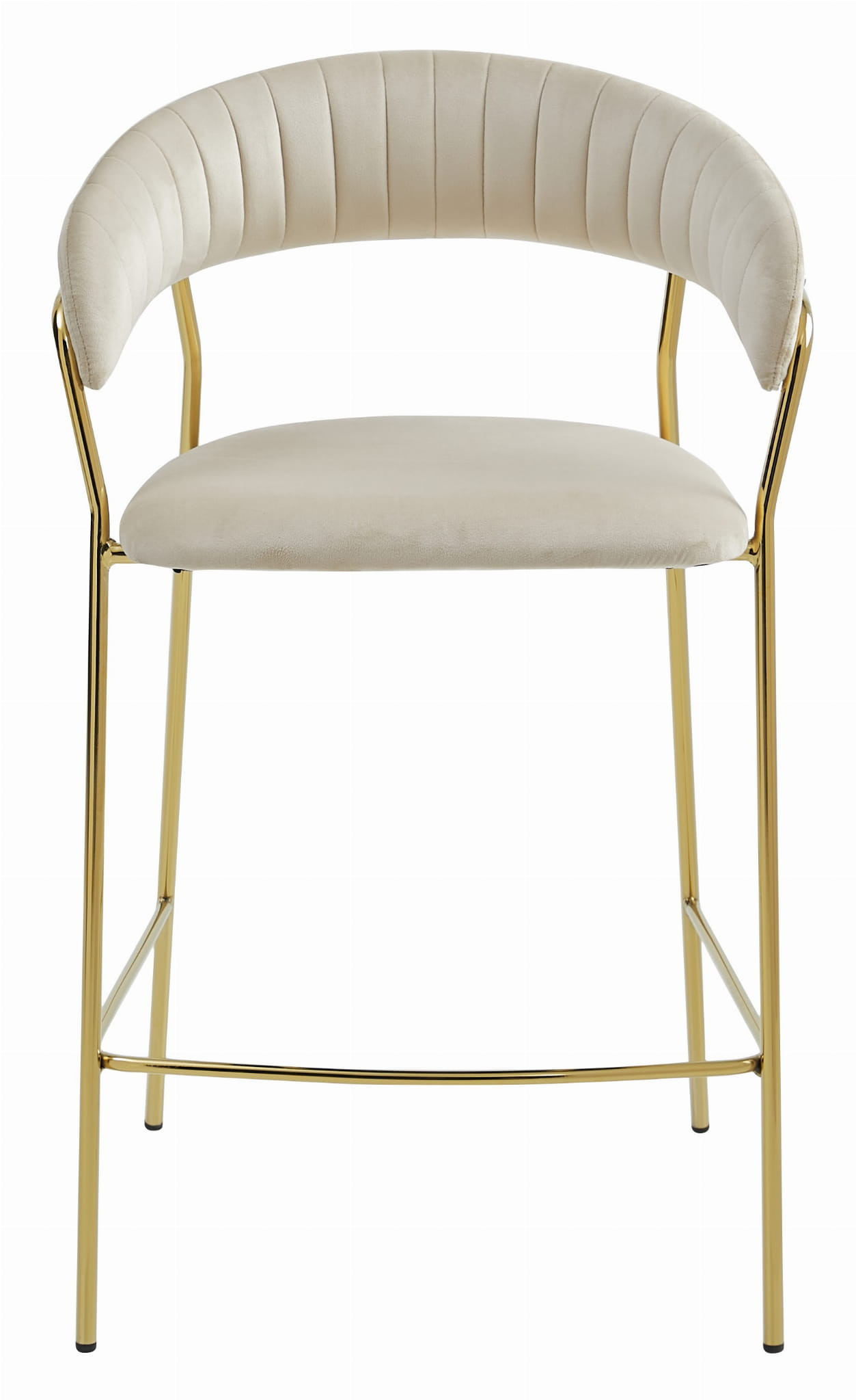 Set dvou barových židlí BADIA sametové béžové (zlaté nohy) 2 ks