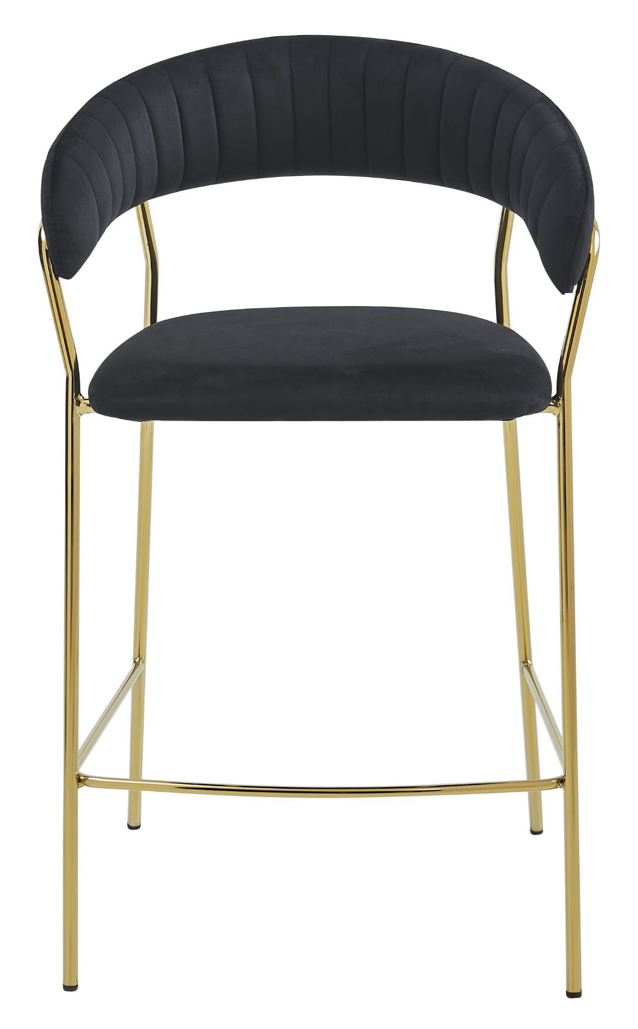 Set dvoch barových stoličiek BADIA zamatové čierne (zlaté nohy) 2 ks