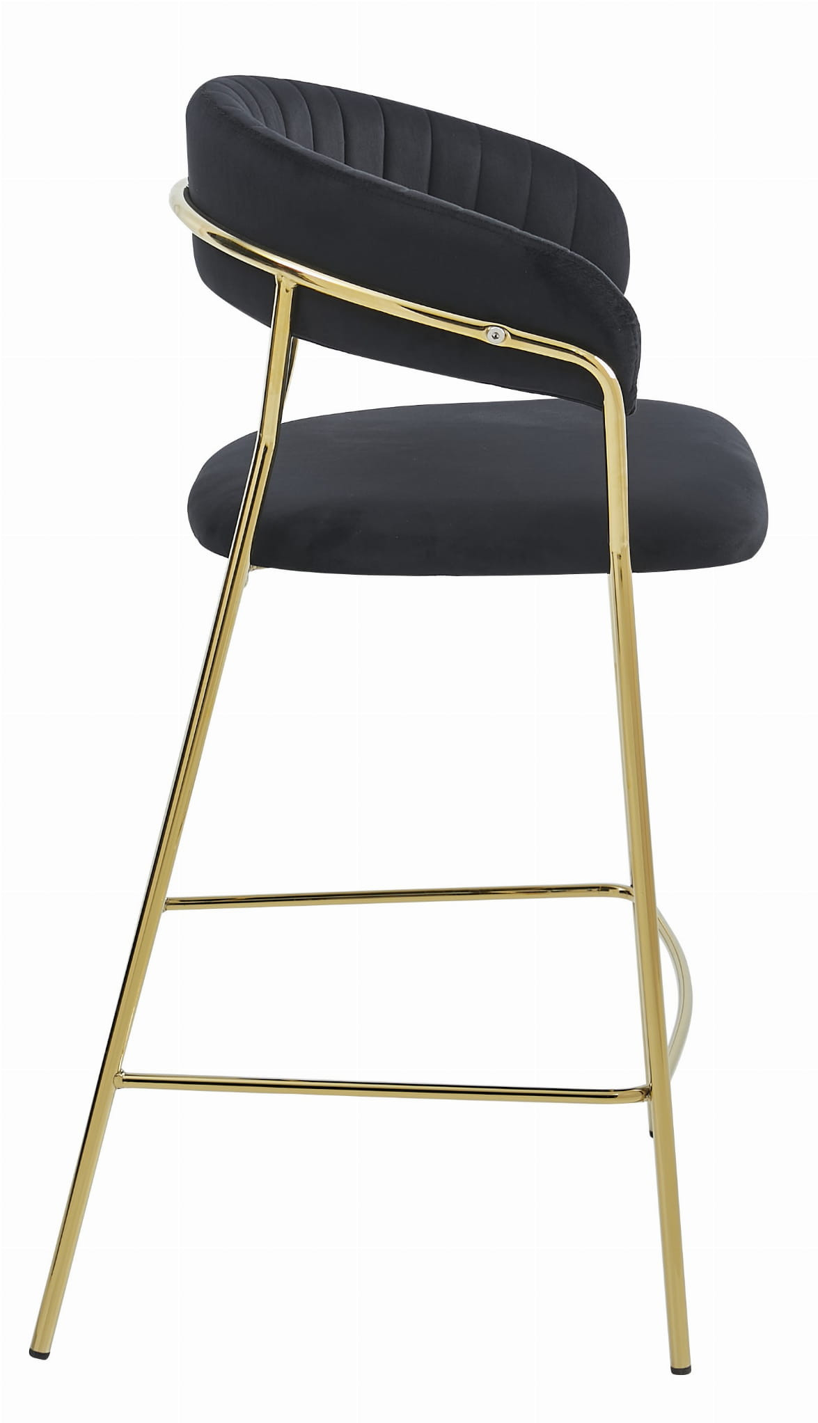 Set dvou barových židlí BADIA sametové černé (zlaté nohy) 2 ks
