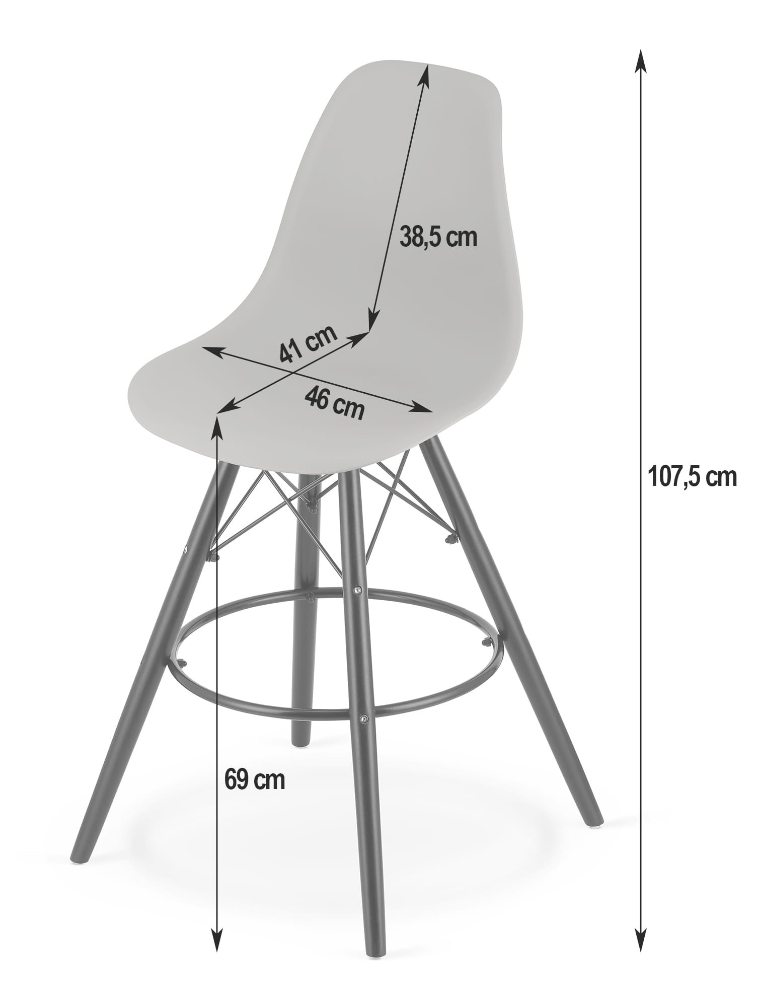 Set tří jídelních židlí LAMAL - bílé (hnědé nohy) 3ks