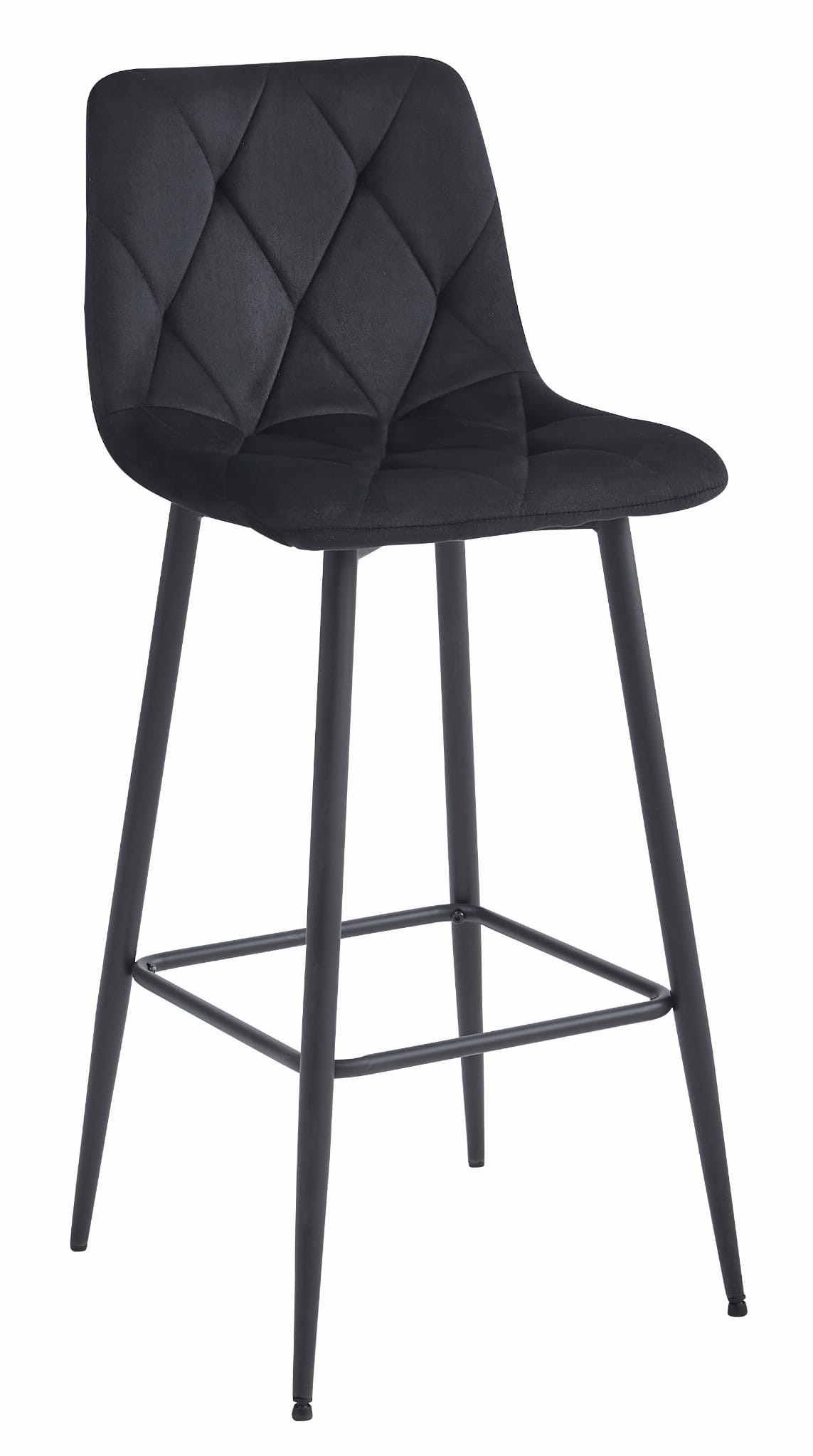 Set troch barových stoličiek NADO zamatové čierne (čierne nohy) 3 ks