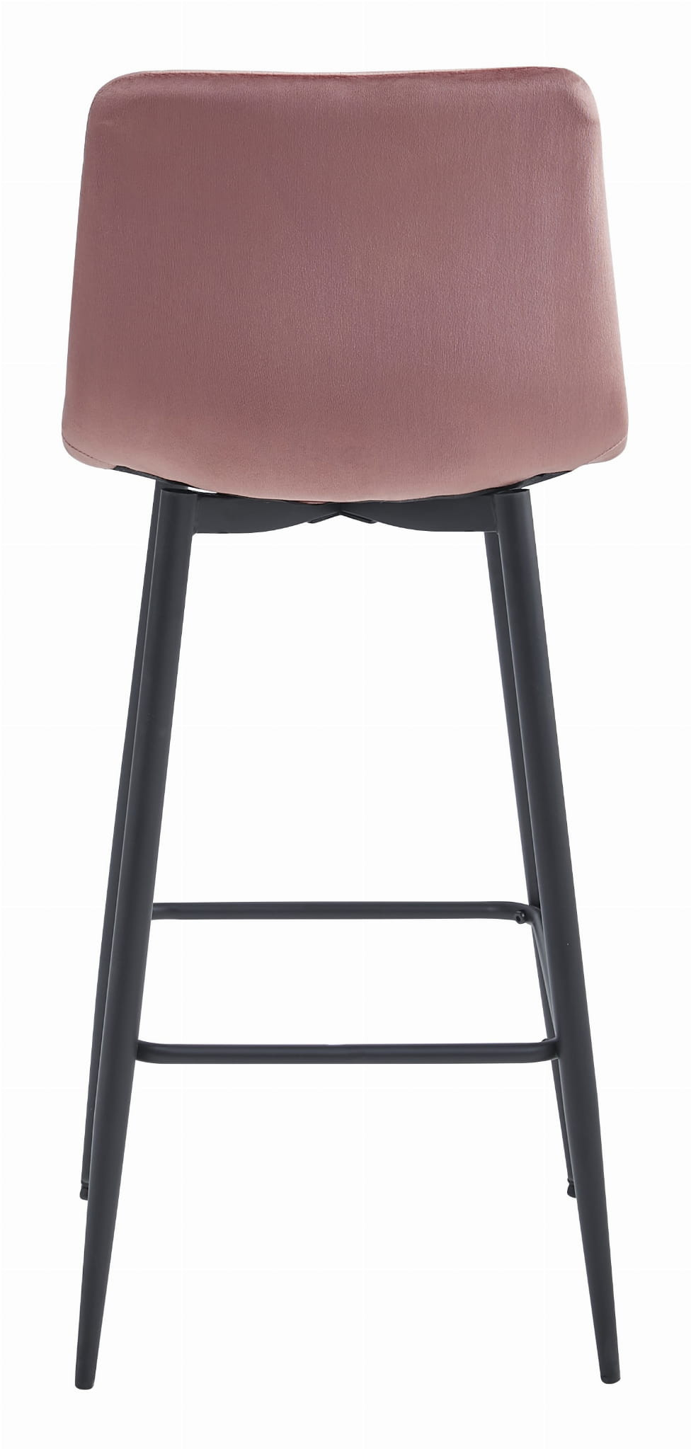 Set dvou barových židlí POZZA sametové růžové (černé nohy) 2 ks