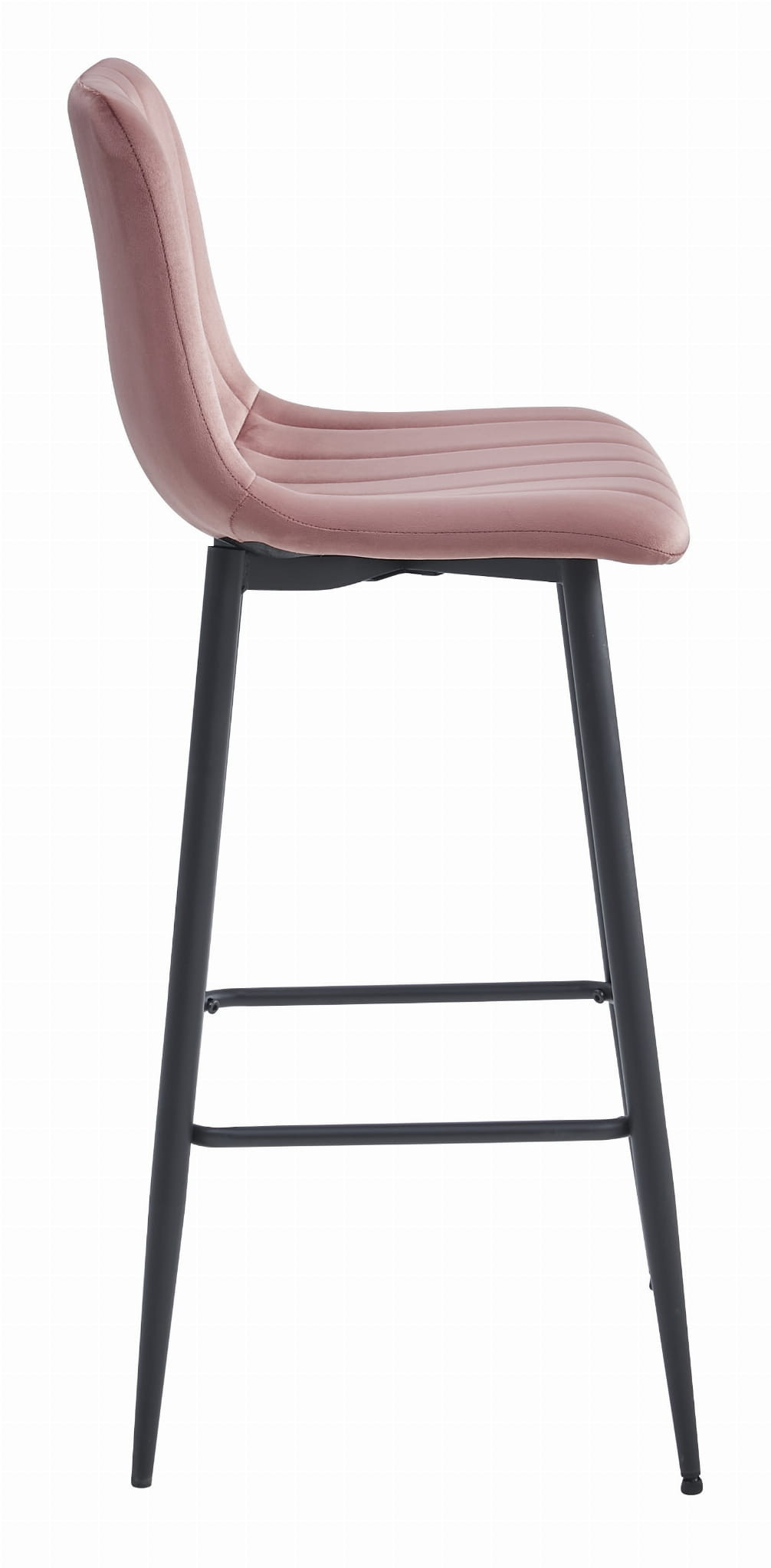 Set čtyř barových židlí POZZA sametové růžové (černé nohy) 4 ks