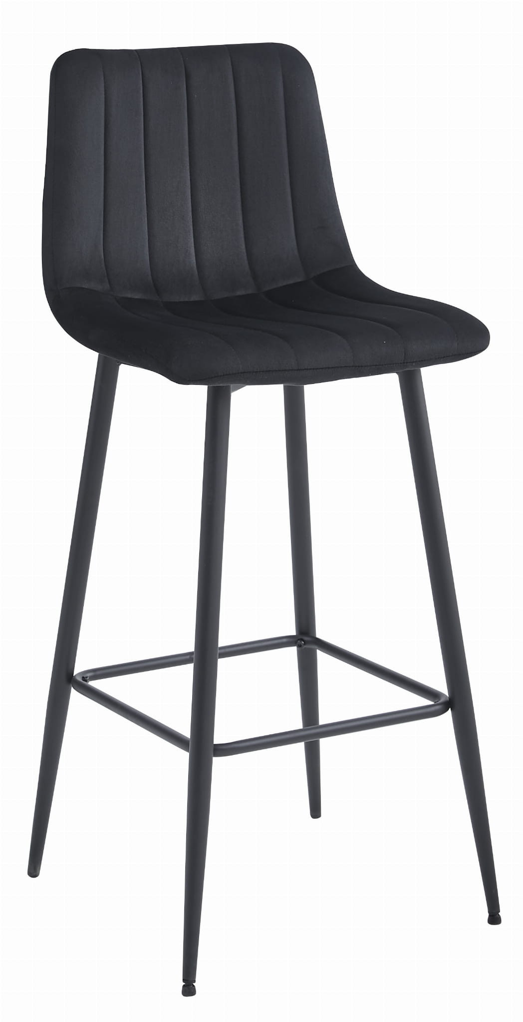 Barová židle POZZA sametová černá (černé nohy)