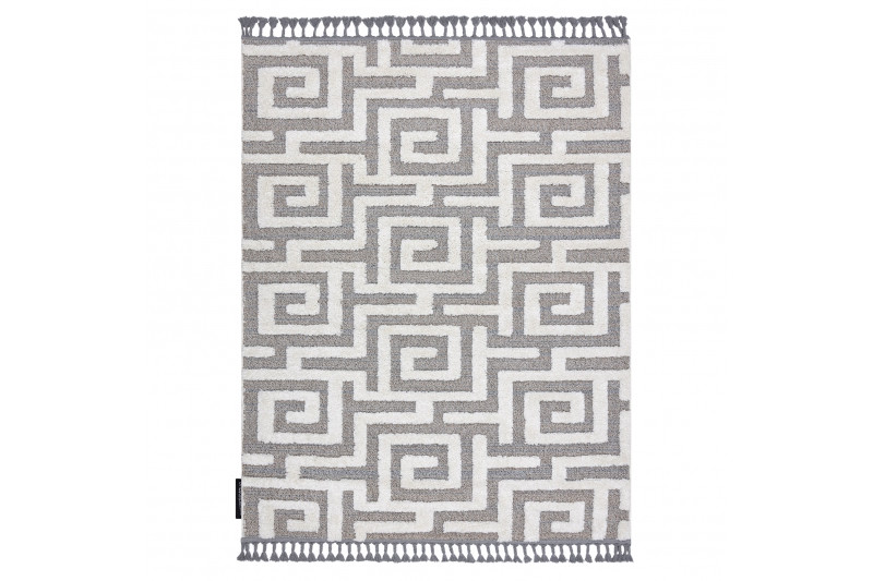 Koberec MAROC P655 Labyrint marokánsky shaggy sivý / biely