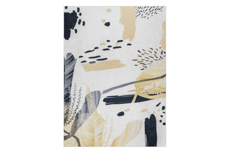 Koberec protišmykový ANDRE 1097 Abstrakcia - biely / žltý