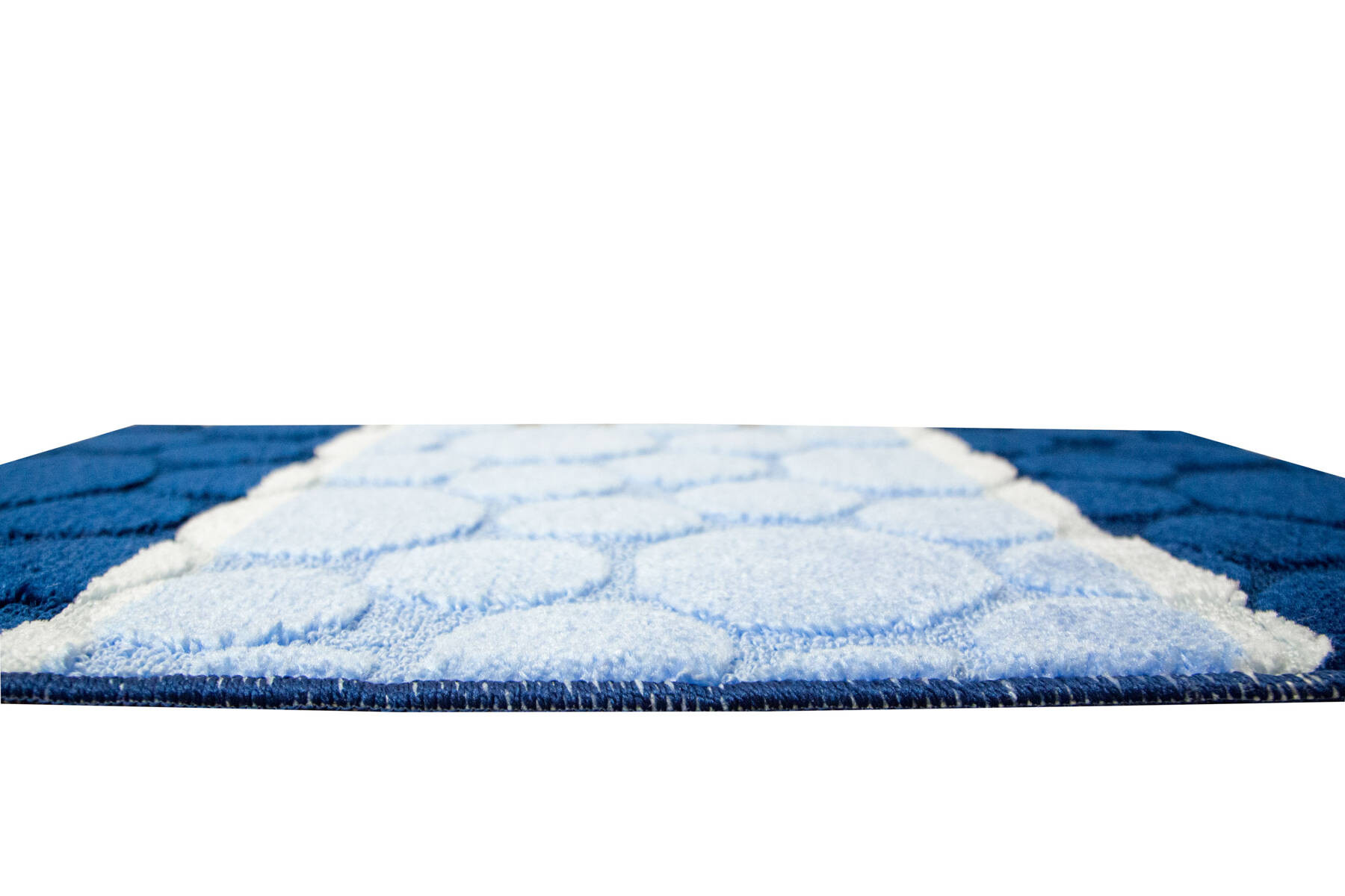 Sada koupelnových koberečků SIENA modrá, tečky / pruhy