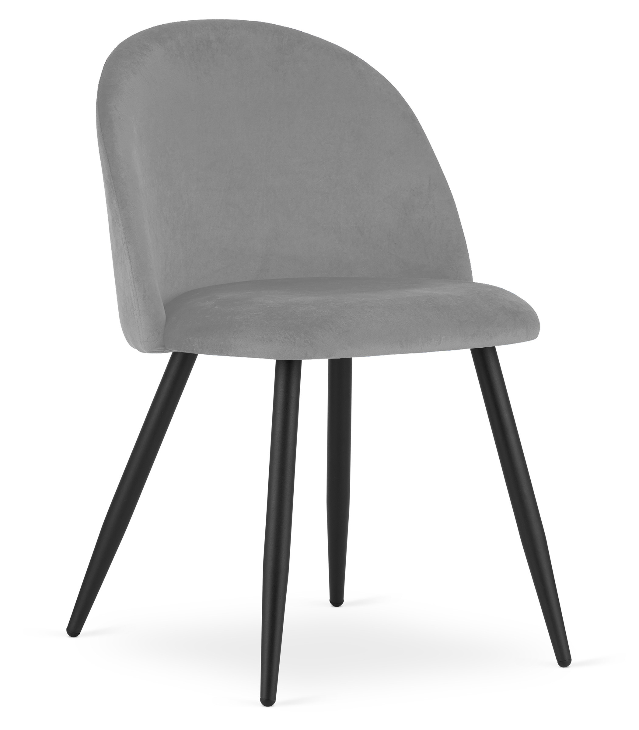 Set tří jídelních židlí BELLO sametové světle šedé (černé nohy) 3ks