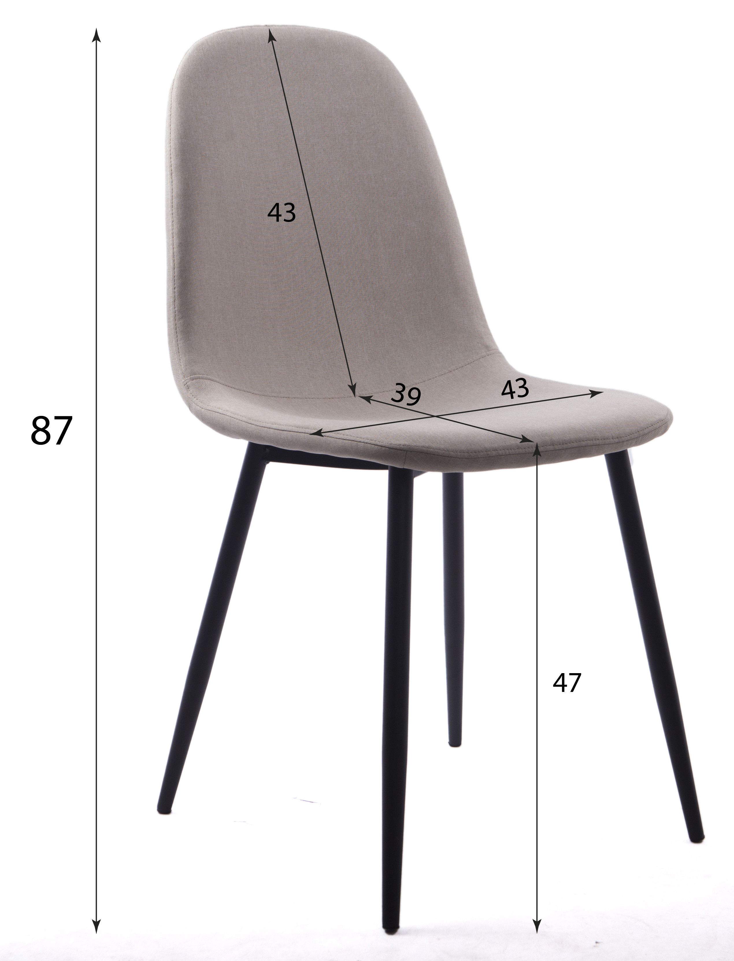 Set tří jídelních židlí DART světle šedé (černé nohy)