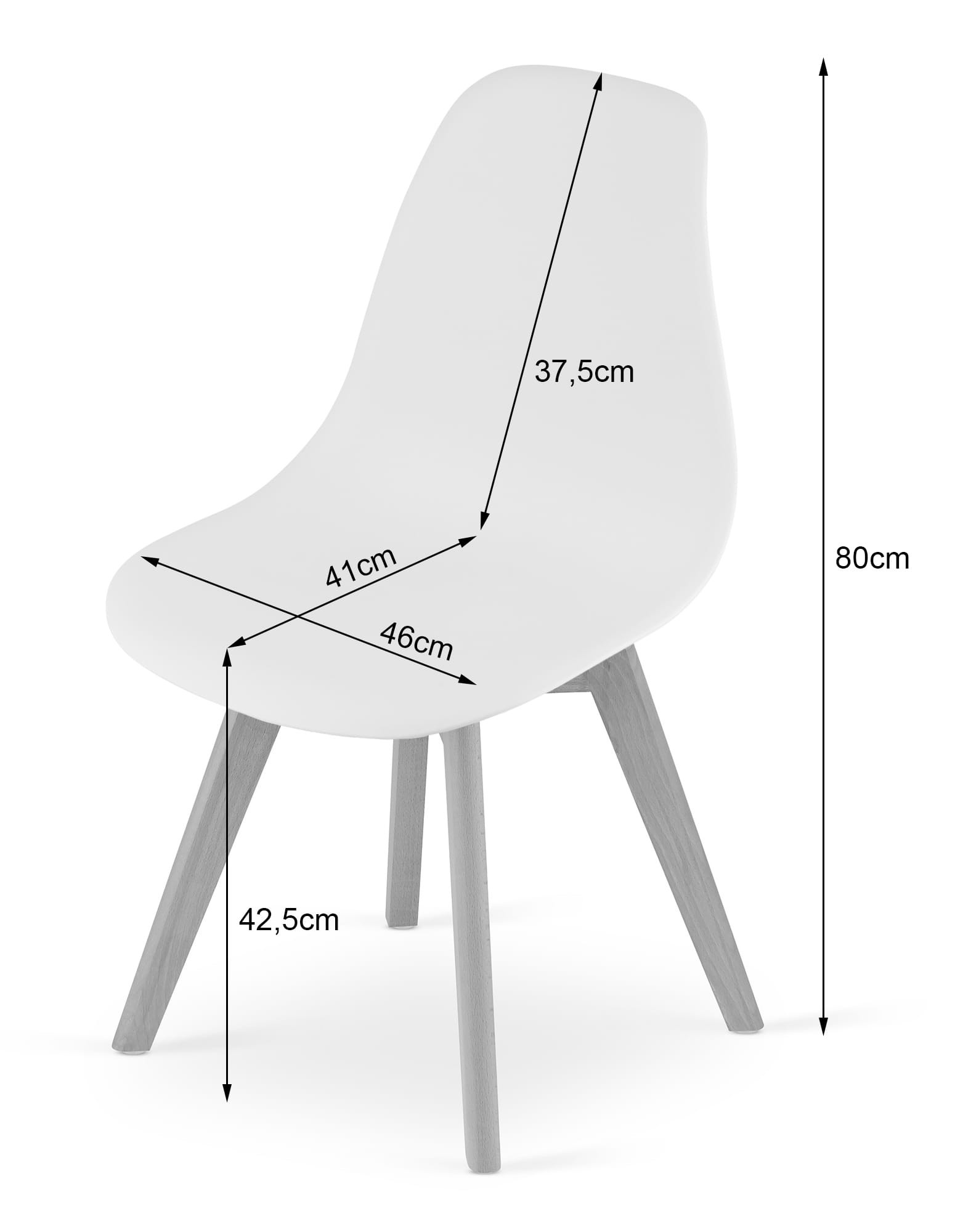 Set troch jedálenských stoličiek KITO biele (hnedé nohy) (3ks)