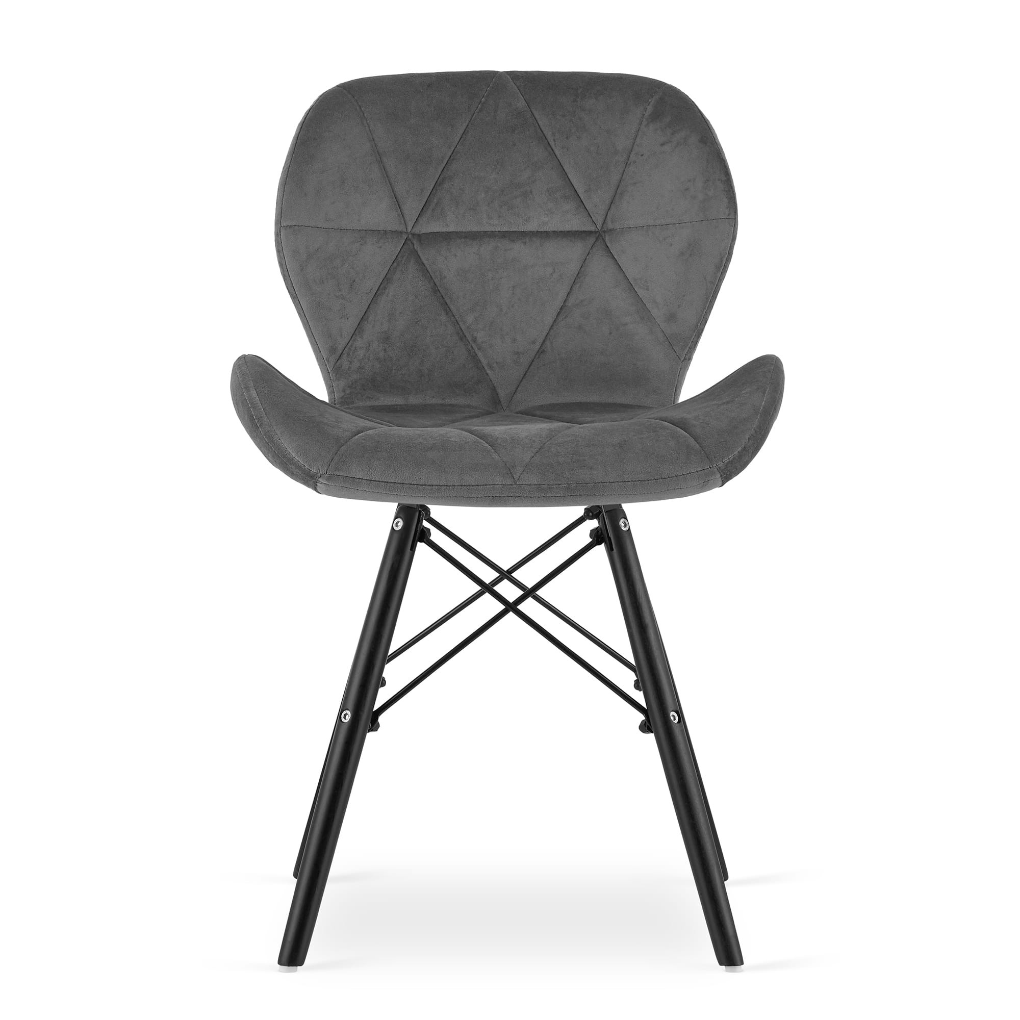 Set tří jídelních židlí LAGO samet šedé (černé nohy) (3ks)