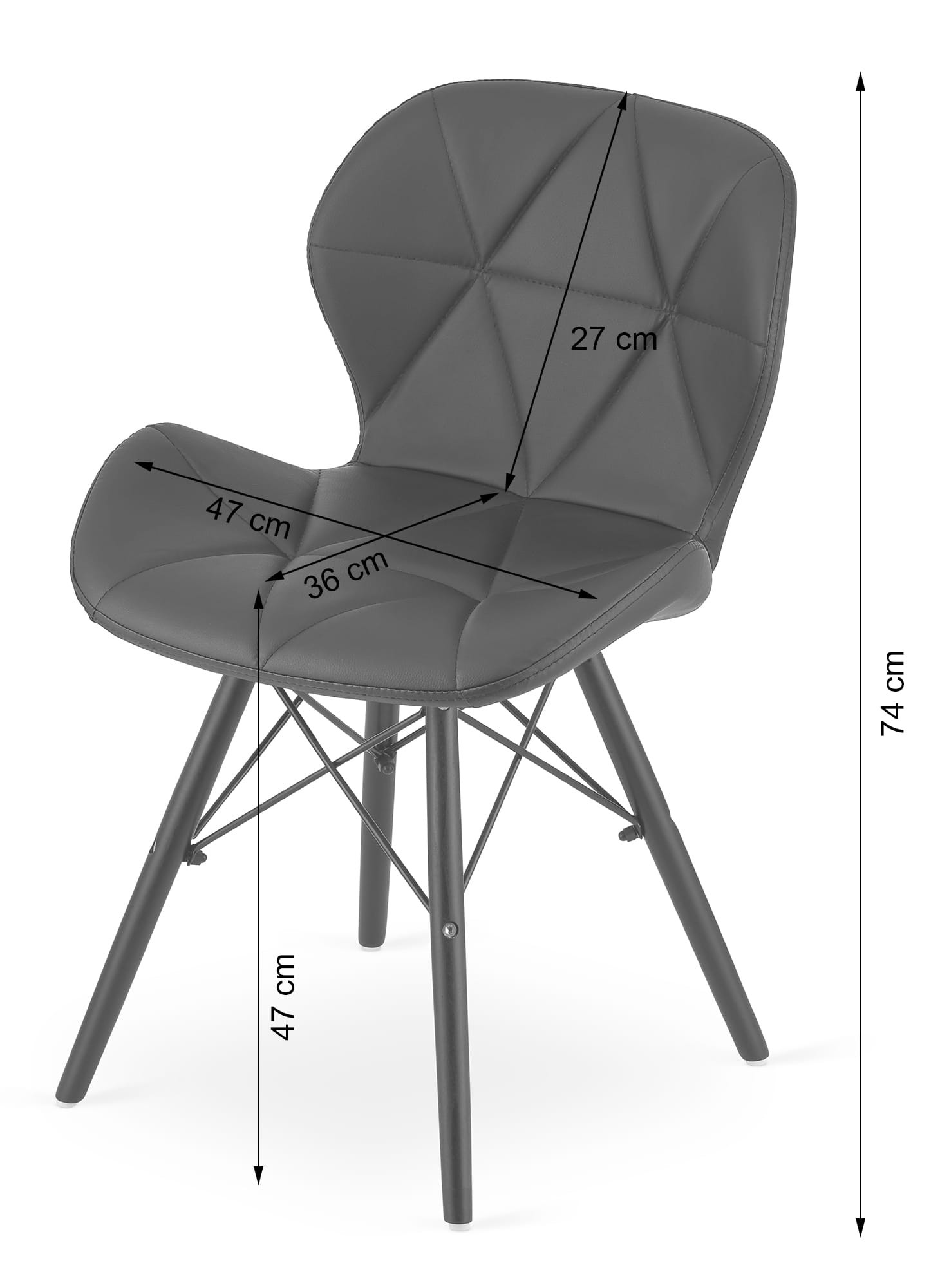 Jídelní židle LAGO ekokůže šedá (černé nohy)