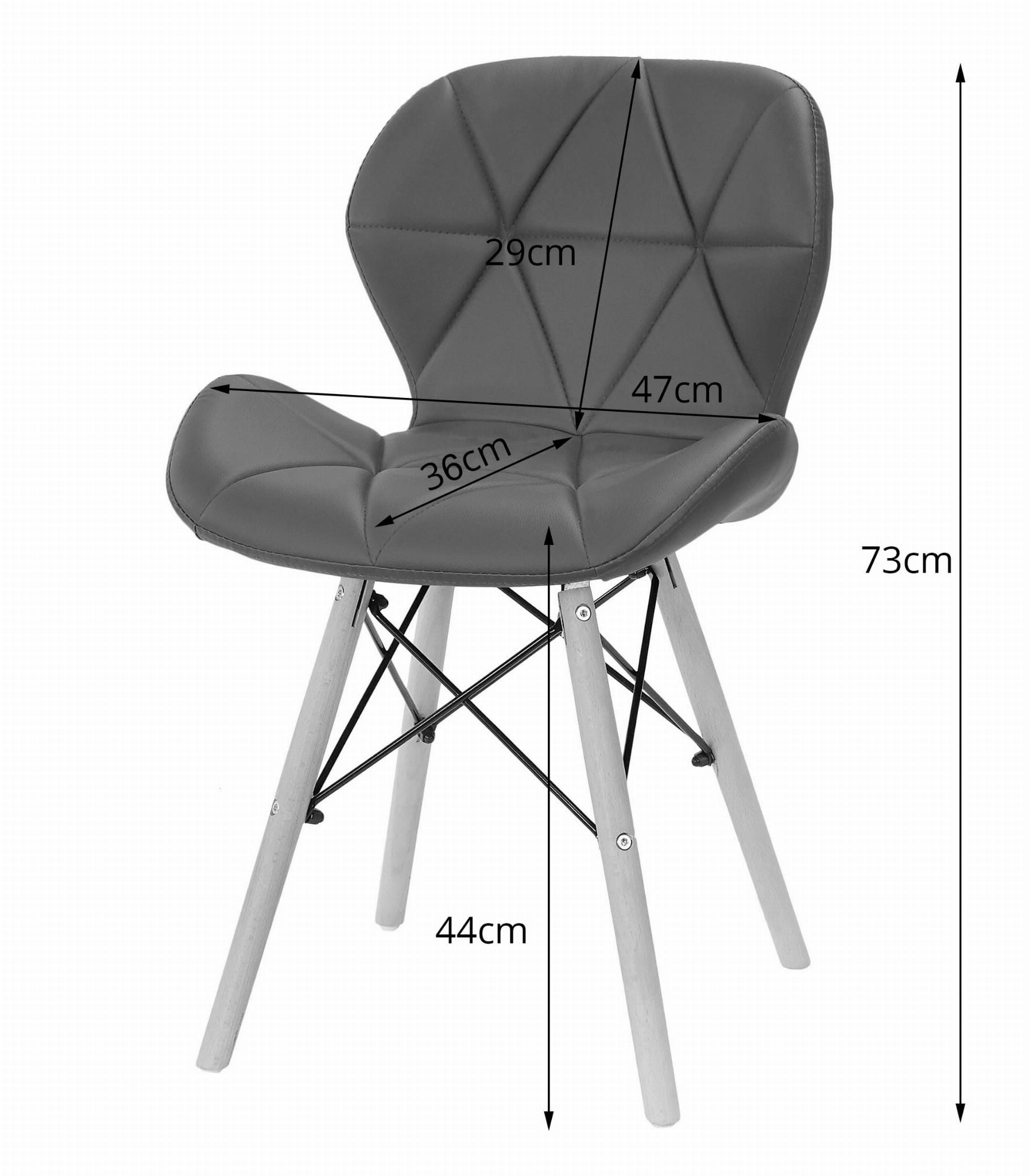 Set tří jídelních židlí LAGO ekokůže - šedá/bílá (hnědé nohy) 3ks