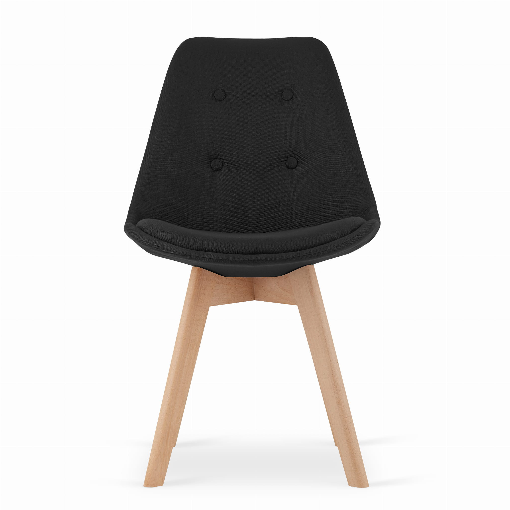 Set tří jídelních židlí NORI černé s knoflíky (hnědé nohy) (3ks)