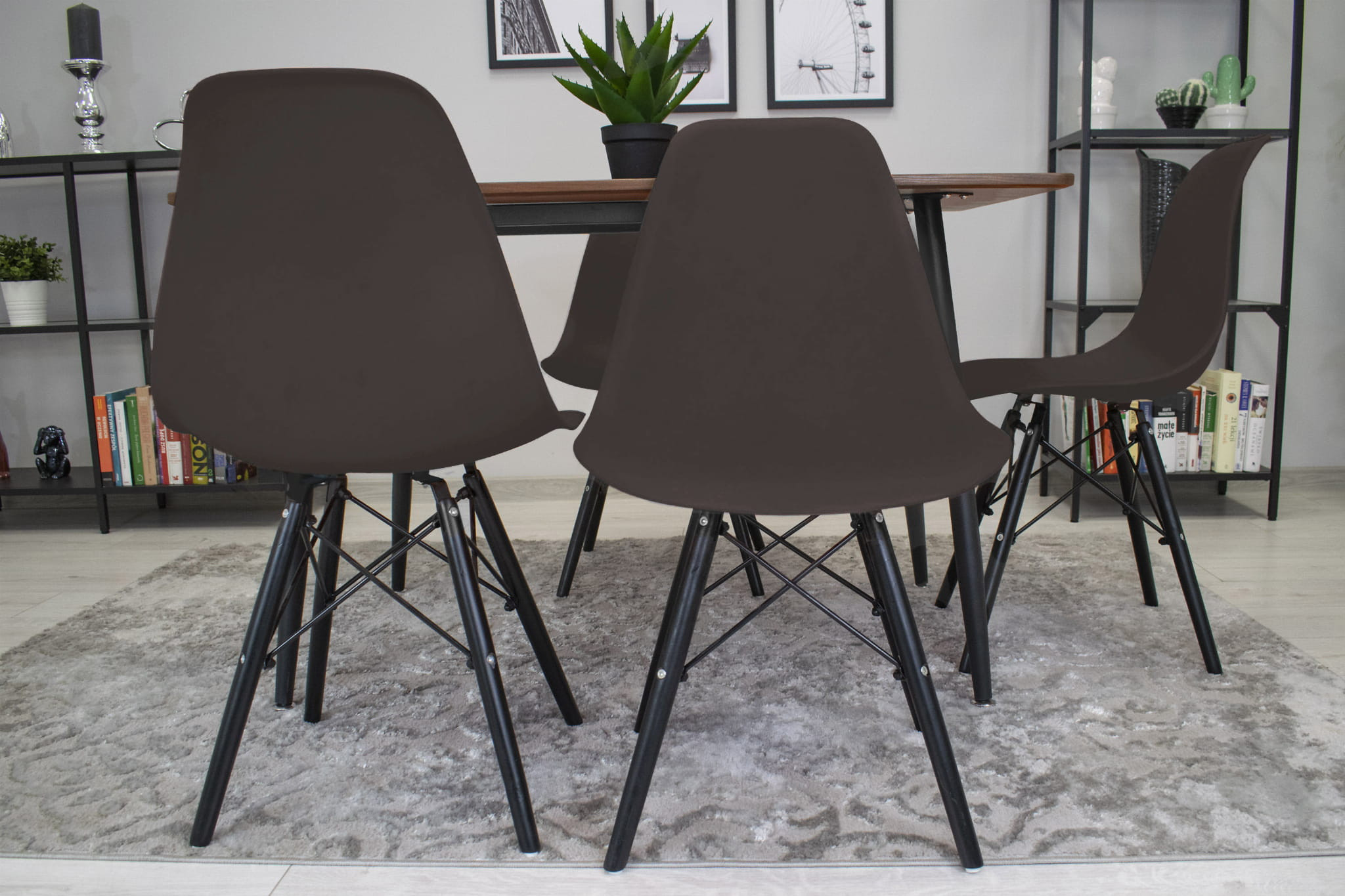 Set jídelních židlí OSAKA kávové (černé nohy) 4ks