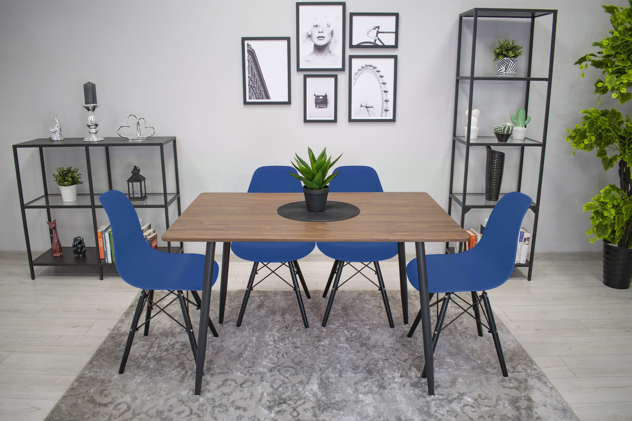 Set dvou jídelních židlí OSAKA modré (černé nohy) 2ks