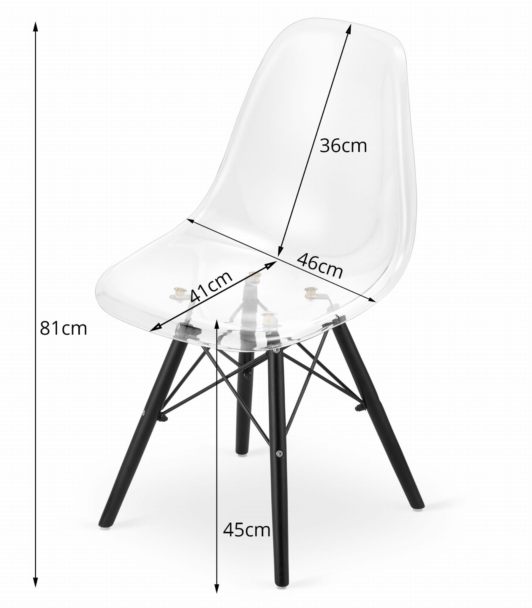 Set dvou jídelních židlí OSAKA průhledné (černé nohy) (2ks)