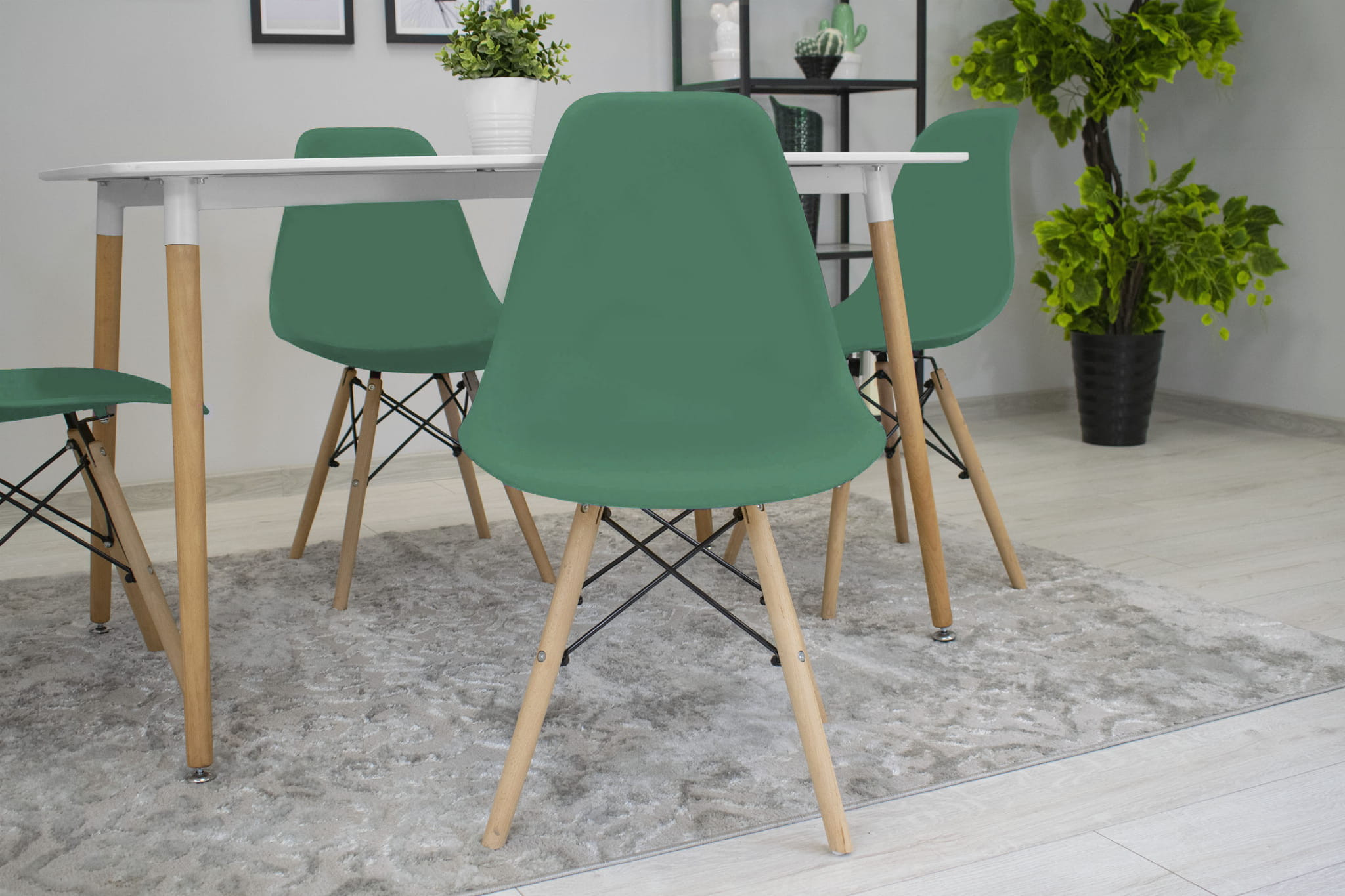 Jídelní židle OSAKA zelená (hnědé nohy)