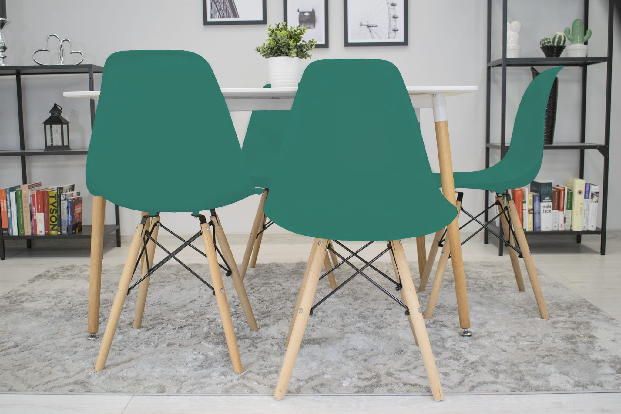 Set jedálenských stoličiek OSAKA zelené (hnedé nohy) 4ks