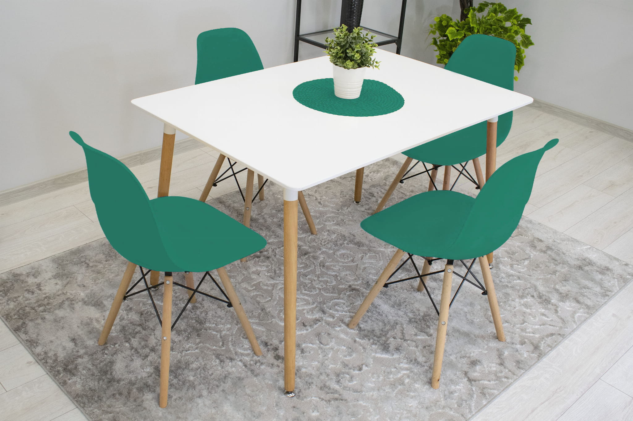 Set jídelních židlí OSAKA zelené (hnědé nohy) 4ks