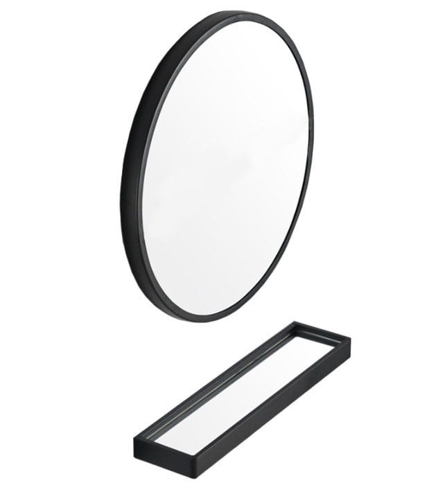 Zrkadlo s poličkou čierne 70 cm 