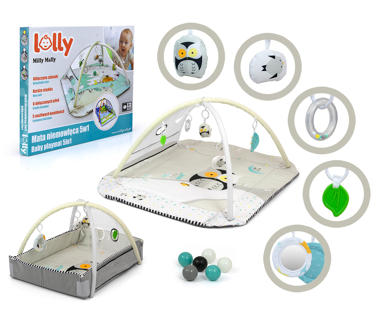Hrací podložka pro děti Lolly Owl 5v1