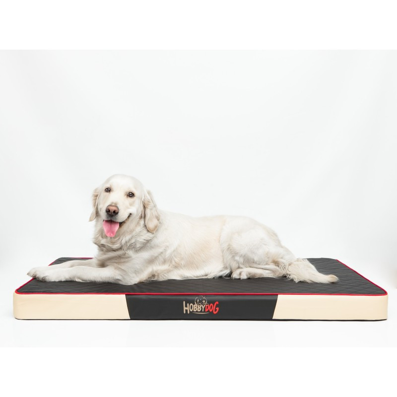 Matrace pro psa PREMIUM XL s béžovou ekokůží, hnědá