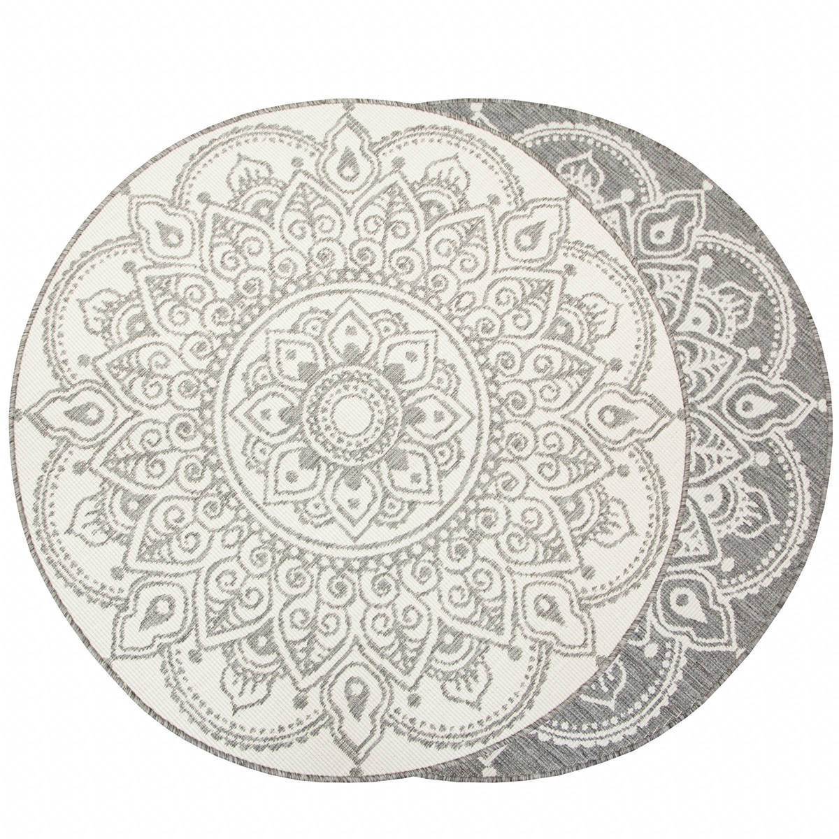 Šňůrkový oboustranný koberec Brussels 205333/10010 stříbrný kruh